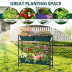 OYEAL Raised Garden Bed with Legs & & Trellis 32" Tall Vertical Herb Garden Planter Indoor Outdoor Elevated Flower Beds for Gardening, Vegetables, Herbs, Patio, Balcony, Backyard, Green