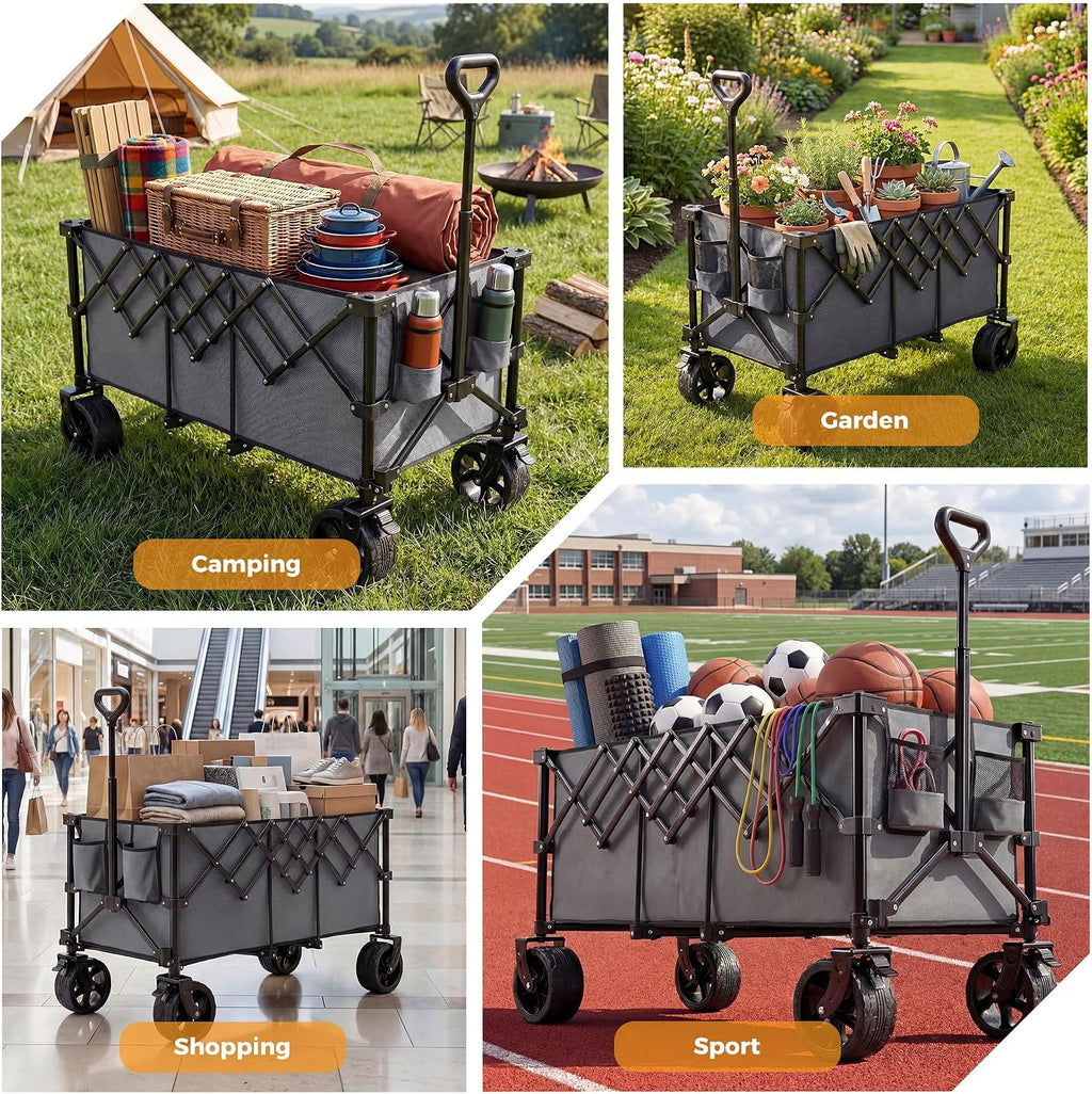 dumos 49" l collapsible wagon with wheels, large on a desk or shelf