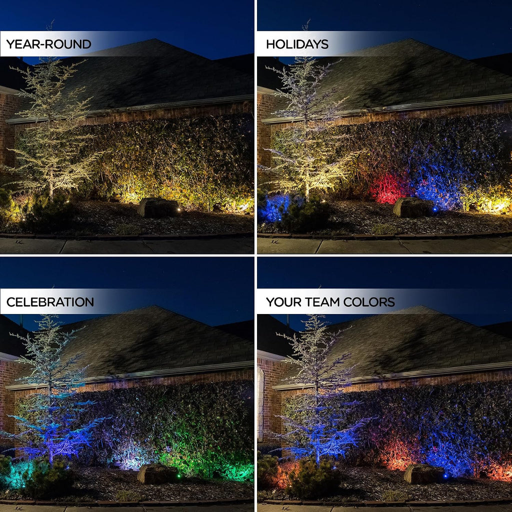 Enbrighten Landscape Lighting, 40ft, 6 Lights, Remote Control | Color Changing LEDs, Waterproof, Plastic Stakes, 8ft Spacing for Flexible Install, All-in-One Garden & Path Lighting Kit