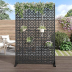 Casaphoria Metal Privacy Screen Outdoor, 72" H x 47" W Freestanding Decorative Privacy Screen for Patio Deck Balcony Garden with Stable Base, Black Charles