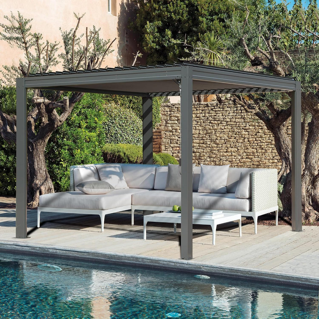 domi aluminum louvered pergola 10x10, outdoor metal pergola, main product view