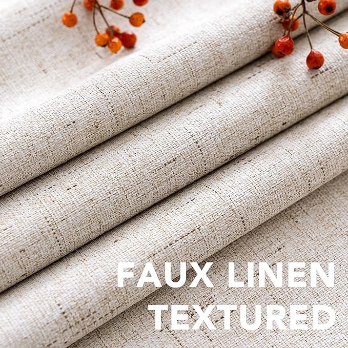 H.VERSAILTEX Blackout Curtains, Linen Curtains 108 inches Long 100% Black Out Curtains for Bedroom Windows, Textured Linen Look Draperies Grommet with White Liner, 2 Panels, Natural (Pack of 2)