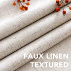 H.VERSAILTEX Linen Blackout Curtains 54 Inches Long 100% Blackout Thermal Insulated Textured Linen Look Curtain Draperies Anti-Rust Grommet, Energy Saving with White Liner, 2 Panels, Natural
