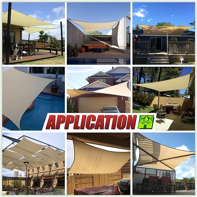 ColourTree TAPR1616 Custom Size 14' x 15' Black Sun Shade Sail Canopy UV Block UPF50 Rectangle - Commercial Standard Heavy Duty - 190 GSM - 3 Years Warranty