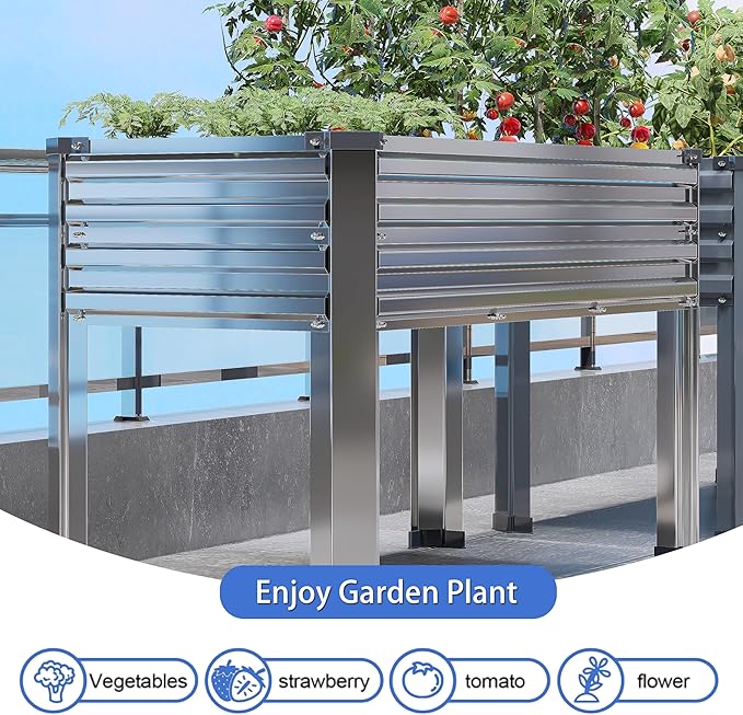 2PCS Galvanized Raised Garden Bed with Legs,2PCS 48×18×30in Elevated Planter Box for Backyard,Outdoor Garden, Patio, Balcony, 300lb Capacity,Silver