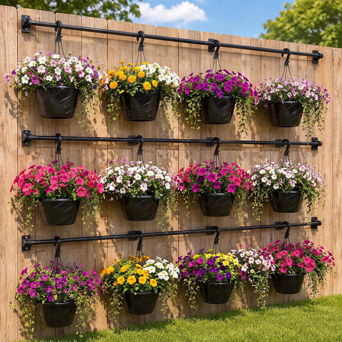 10 inch modern euro swirl plastic hanging baskets shown in use