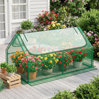 superlele 6x3x3ft mini greenhouse with 2 large zipper, front angle view