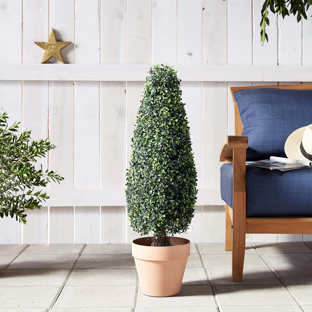 nearly natural 3 ft artificial boxwood tower topiary, package contents
