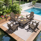 SERWALL HDPE Patio Coffee Table, Rectangle Outdoor Coffee Table, All Weather Patio Table for Deck, Pool, Balcony, Indoor or Outdoor Use, Coffee