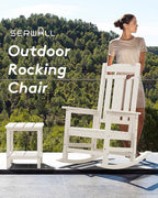 SERWALL Oversized Outdoor Rocking Chair Set of 4, HDPE Outdoor Rocking Chair for Adults, White