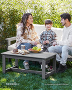 SERWALL HDPE Patio Conversation Set, 6-piece Sectional Outdoor Furniture Set, All Weather Outdoor Couch Set Patio Furniture Set for Deck, Lawn, Grey Frame with Khaki Cushion