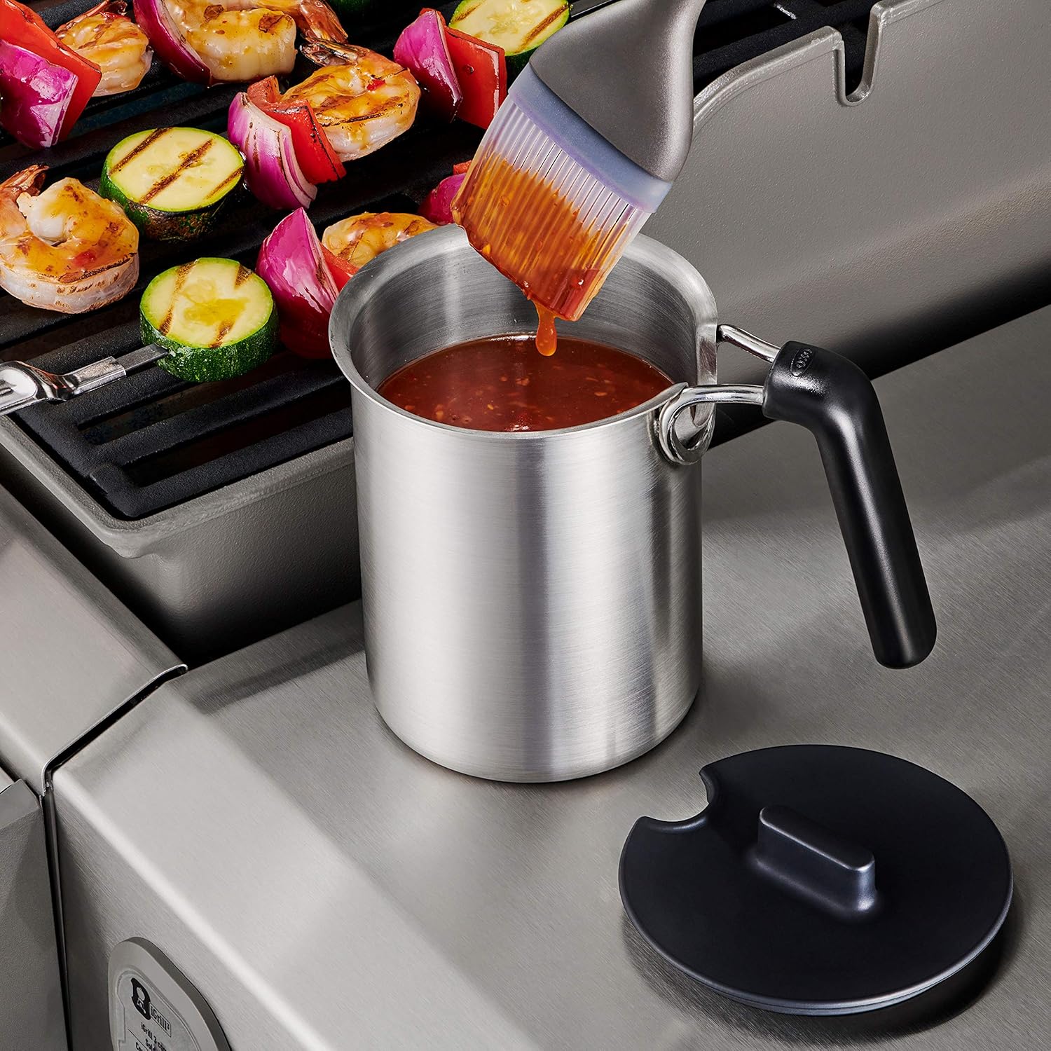 OXO Outdoor Grilling Basting Pot and Brush Set