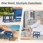 LUE BONA Outdoor Adirondack Ottomans, Footrest Footstool Set of 2, Outdoor Foot Rest for Patio, HDPS All Weather Waterproof Footrest Footstool for Adirondack Chair, Navy Blue