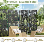 Casaphoria Metal Privacy Screen Outdoor, 72" H x 47" W Freestanding Decorative Privacy Screen for Patio Deck Balcony Garden with Stable Base, Black-Gerald