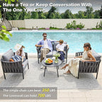 4 Piece Patio Furniture Set, Modern Patio Conversation Set, Outdoor Furniture with Table, Outdoor Sofa with Washable and High-Resiliency Sponge Cushions, Grey