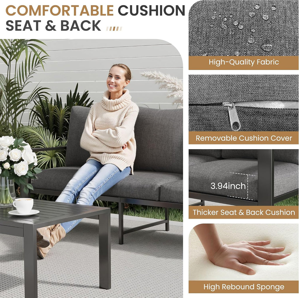 aluminum outdoor patio furniture sets all-weather patio conversation, side view