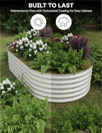 GarveeLife 2 Pcs Raised Garden Beds Outdoor 8x4x1.5 ft - Galvanized Steel Planter Box for Vegetables, Flowers, Rust-Resistant, Easy Assembly Raised Beds, Durable Planters for Outdoor Plants, Beige