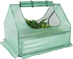 sunnydaze steel raised garden bed with mini greenhouse, main product view