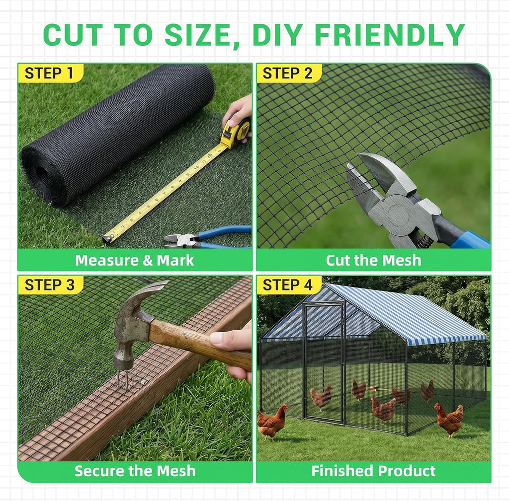 Land guard 48 inch×100 ft Black Vinyl Coated Hardware Cloth, 19 Gauge 1/2 inch Black PVC Hardware Cloth, Welded Wire Fence Supports Poultry Netting Cage Fence…………