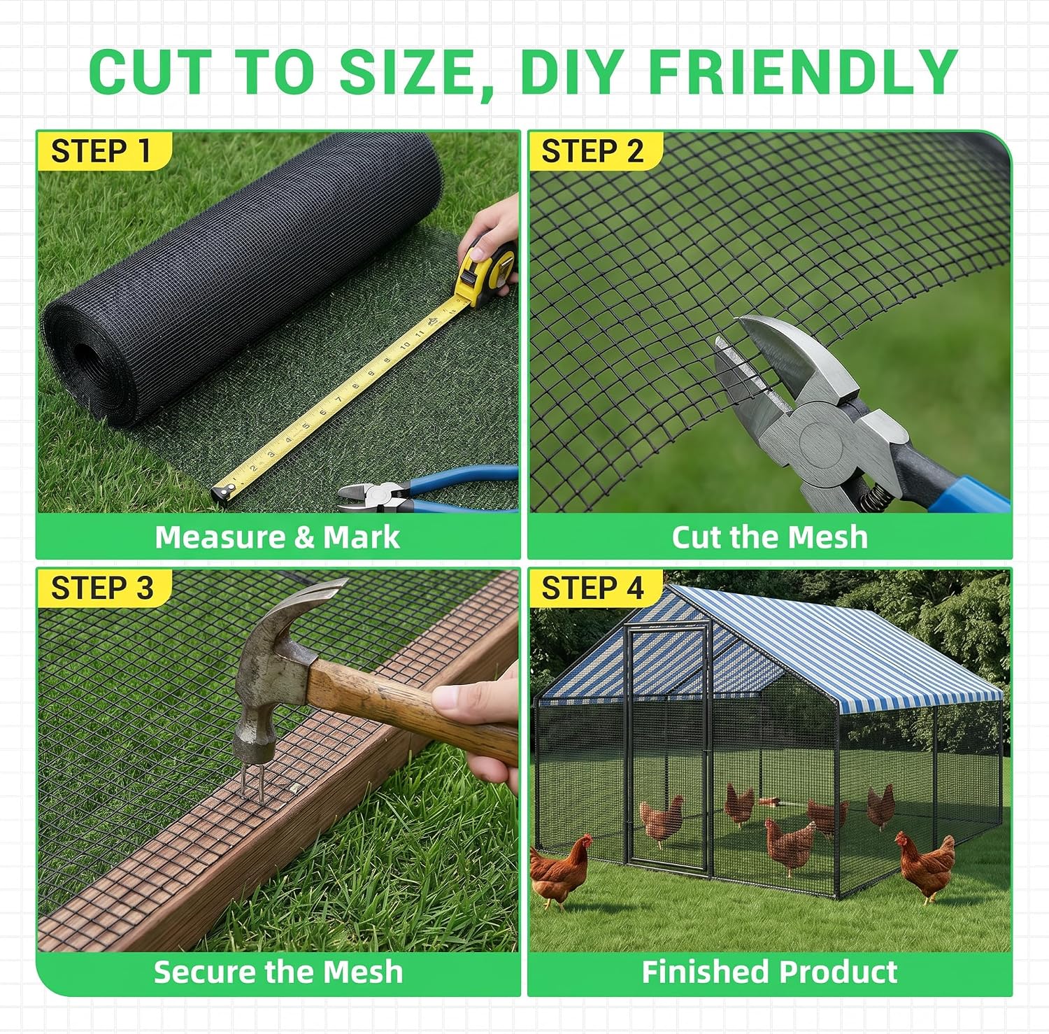 Land guard 48 inch×100 ft Black Vinyl Coated Hardware Cloth, 19 Gauge 1/2 inch Black PVC Hardware Cloth, Welded Wire Fence Supports Poultry Netting Cage Fence…………