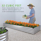 2PCS Galvanized Raised Garden Bed Kit,Vegetable Boxes-Rectangle Metal Flower Box,Large Planter Raised Beds Outdoor Garden for Planting,Fruit,Herb-Silver