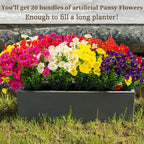 20PCS Artificial Fake Flowers for Outdoors/Indoors, Faux Silk Colorful Morning Glory with Eucalyptus, UV Resistant Realistic Floral Arrangement for Garden Porch Window Box Home Balcony Yard (5 Colors)