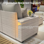 8 Piece Outdoor Patio Furniture Set, Outdoor Sectional Furniture, Rattan & Wicker Modern Modular Conversation Set Sofa Couch W/Water Resistant Washable Thick Cushions and Coffee Table, Blue
