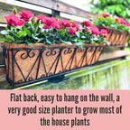 LaLaGreen Outdoor Wall Planters - 2 Pack, 30 Inch Deck Railing Hanging Pot, Over The Rail Window Flower Boxes Black Plant Basket Attach to House with Coco Liner Metal Fence Balcony Patio Porch
