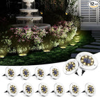 SOLPEX Solar Ground Lights, 12 Pack Solar Lights Outdoor Waterproof, 8 LED Solar Powered Landscape Lighting for Garden Yard Patio Driveway Pathway Walkway (Warm White)