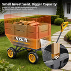 cammoo 10-in no-flat tires 900lb garden dump cart showing dimensions