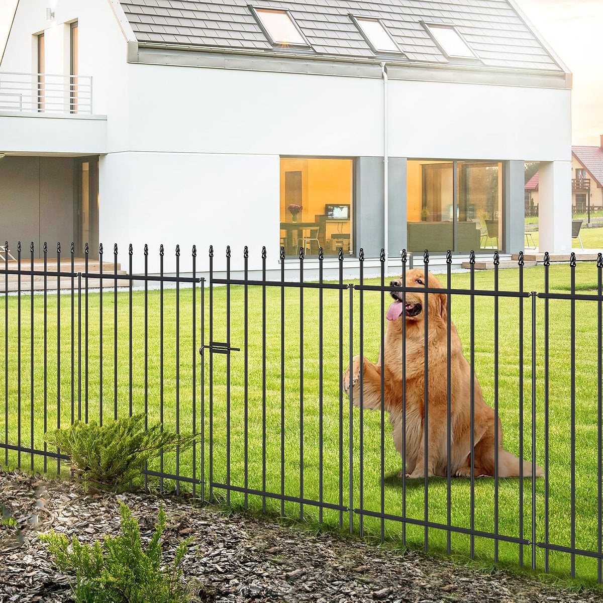 decorative metal garden fence with gate 42" x, main product view