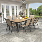 Patio Chairs Set of 8, Stackable Outdoor Dining Chairs for All Weather Textilene Fabric & Metal Frame, Outdoor Chairs Set for Backyard Deck Garden (Brown, Set of 8)