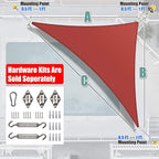 Amgo Custom Size 12' x 17' x 20.8' Red Right Triangle Sun Shade Sail Order to Make Canopy Awning UPF50+ AGSLT, 95% UV Blockage, Water & Air Permeable, 200GSM Commercial Standard (We Customize)