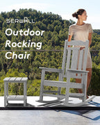 SERWALL Oversized Rocking Chair Set of 2 Outdoor, HDPE Outdoor Rocking Chair Set of 2, Space Gray