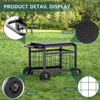 garden cart with seat,3-in-1 rolling seat with wheels showing dimensions