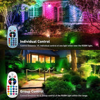 Christmas RGBW Landscape Spotlight,12W RGBW Color Changing Outdoor Spot Lights for Yard, Low Voltage LED Landscape Spotlight with Remote Control, IP65 Waterproof Yard Spotlgiht for Garden, 4 Pack