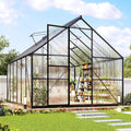 jocisland 8x12ft polycarbonate greenhouse, heavy duty aluminum frame, main product view