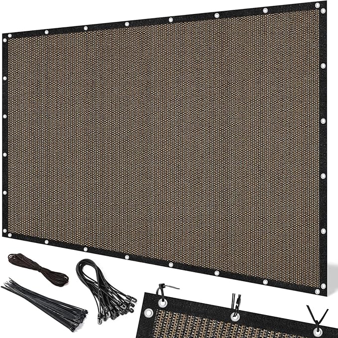 Artpuch 90% Sun Shade Cloth, 10 x 16 FT Pergola Shade Cover Canopy with Grommets, Sun Screen Fabric Tarp for Patio, Outdoor, Garden, Backyard, Mocha