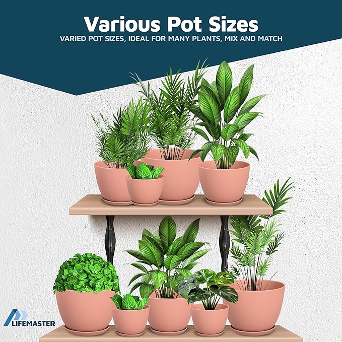 Planter Pots with Drainage Holes - Lightweight, Durable, and Space-Saving Pots for Indoor and Outdoor - Versatile Functionality, Simple Modern Design, Set of 20 Plastic Planter Pots - Pink