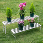 Metal Plant Stand, Rust-proof Aluminum Flower Pot Stand, Heavy Duty Planter Display Shelving for Patio Balcony Garden Living Room Decorative (White, 47.2 Inch)