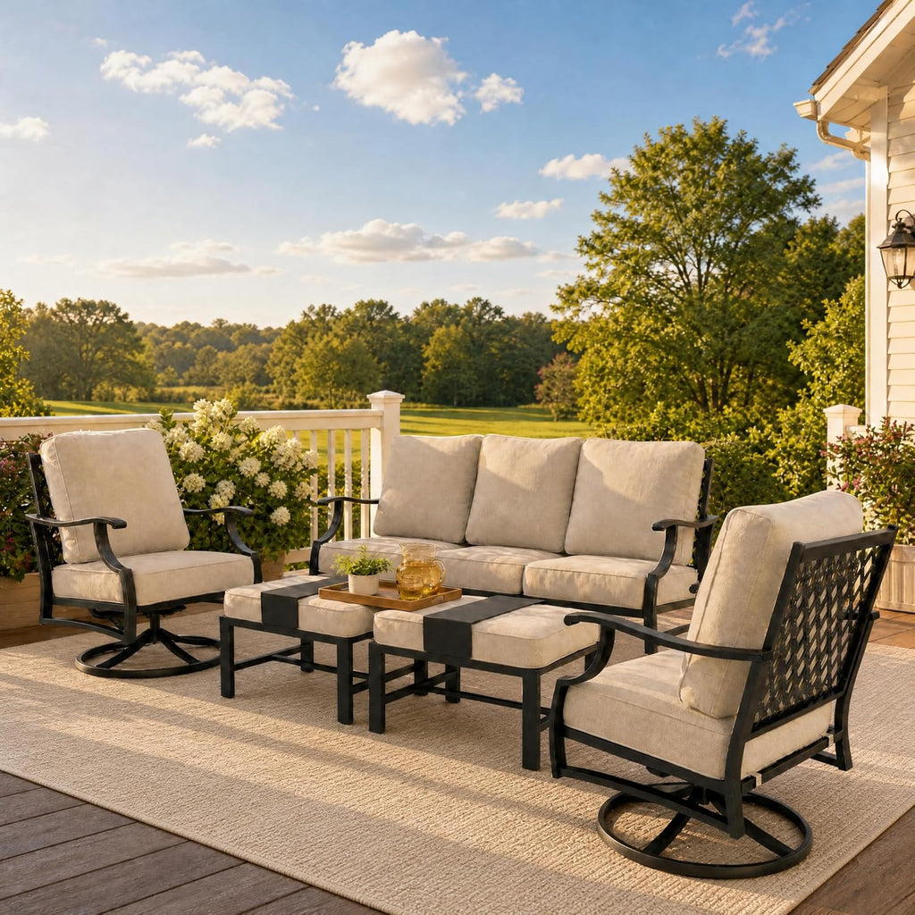 sunshine valley 5 pcs patio furniture set, metal, main product view