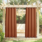 NICETOWN Halloween Outdoor Curtains Weighted for Patio, Thermal Insulated Weight Heavy Windbreak Top and Bottom Rustproof Grommet Sun/Rain Protect Drapes for Porch, W52 by L84, Burnt Orange