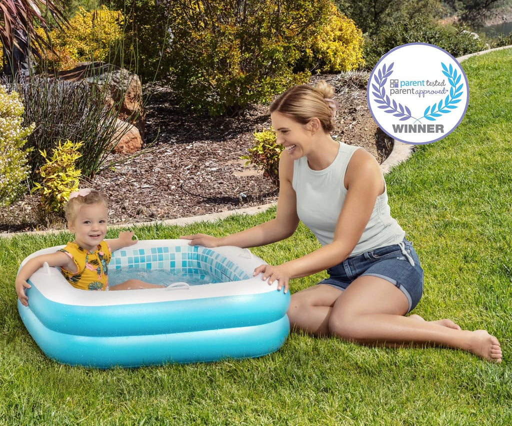 3-in-1 Inflatable Baby Pool, Bathtub & Ball Pit for Toddlers 1-3, Patented Safety Secure Grip Handles, Soft Floor & Drain - Summer Water Toys, First Birthday Gifts, Kiddie Pool for Ages 1 2 3, 34"x10"