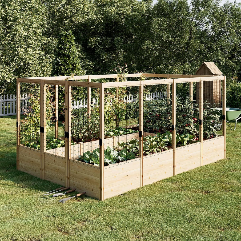 papajet 9 grids raised garden bed, u-shape wooden, main product view