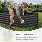 YITAHOME 6x3x2ft 2pcs Large Raised Garden Bed Kit, Galvanized Metal Planter Box with Gloves, Ground Nails, Support Rod, Outdoor Above Ground Planters for Plants Vegetables Flowers, Black