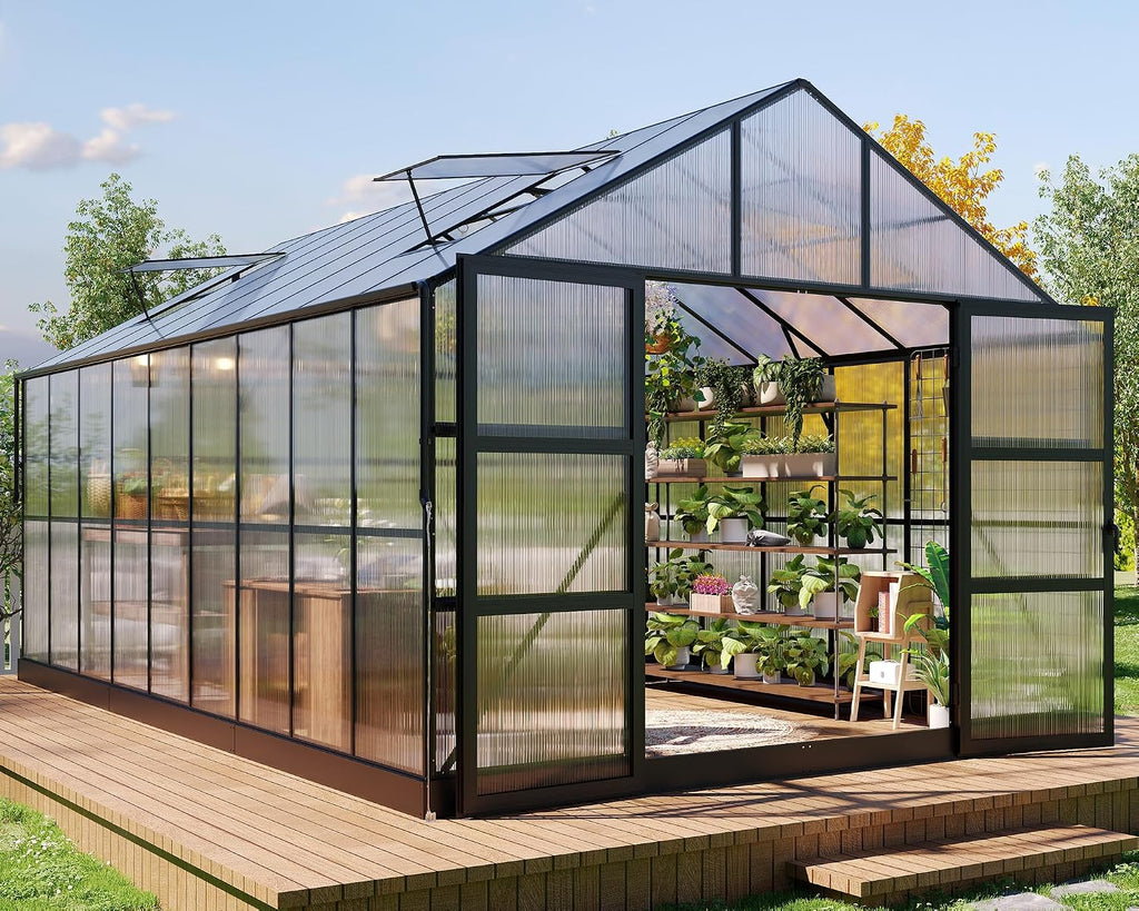 howe 10x18x8.4 ft polycarbonate greenhouse with 4 vent, main product view