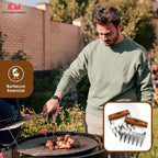 Kitchen Mama Meat Claws, Stainless Steel with Wooden Handle, 1 Pair | BBQ Shredder Claws, For Pulling Pork, Chicken, Beef, Turkey, Perfect for Grill Masters