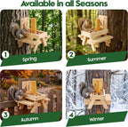Squirrel Feeder for Outside and Garden, Funny Squirrel Picnic Table Feeder with Corn Cobs Holder and Peanut Tray, Quick Assembly Required