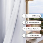 BONZER Outdoor Curtains for Patio Waterproof, Premium Thick Privacy Weatherproof Grommet Outside Curtains for Porch, Gazebo, Deck, 1 Panel, 54W x 84L inch, White