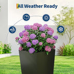 Garvee 30" Tall Planters Set of 2, Outdoor＆Indoor Black Planter Pots, High Front Porch Planter Pots with Drainage Holes＆Water Level Monitor＆Inner Bucket,Black
